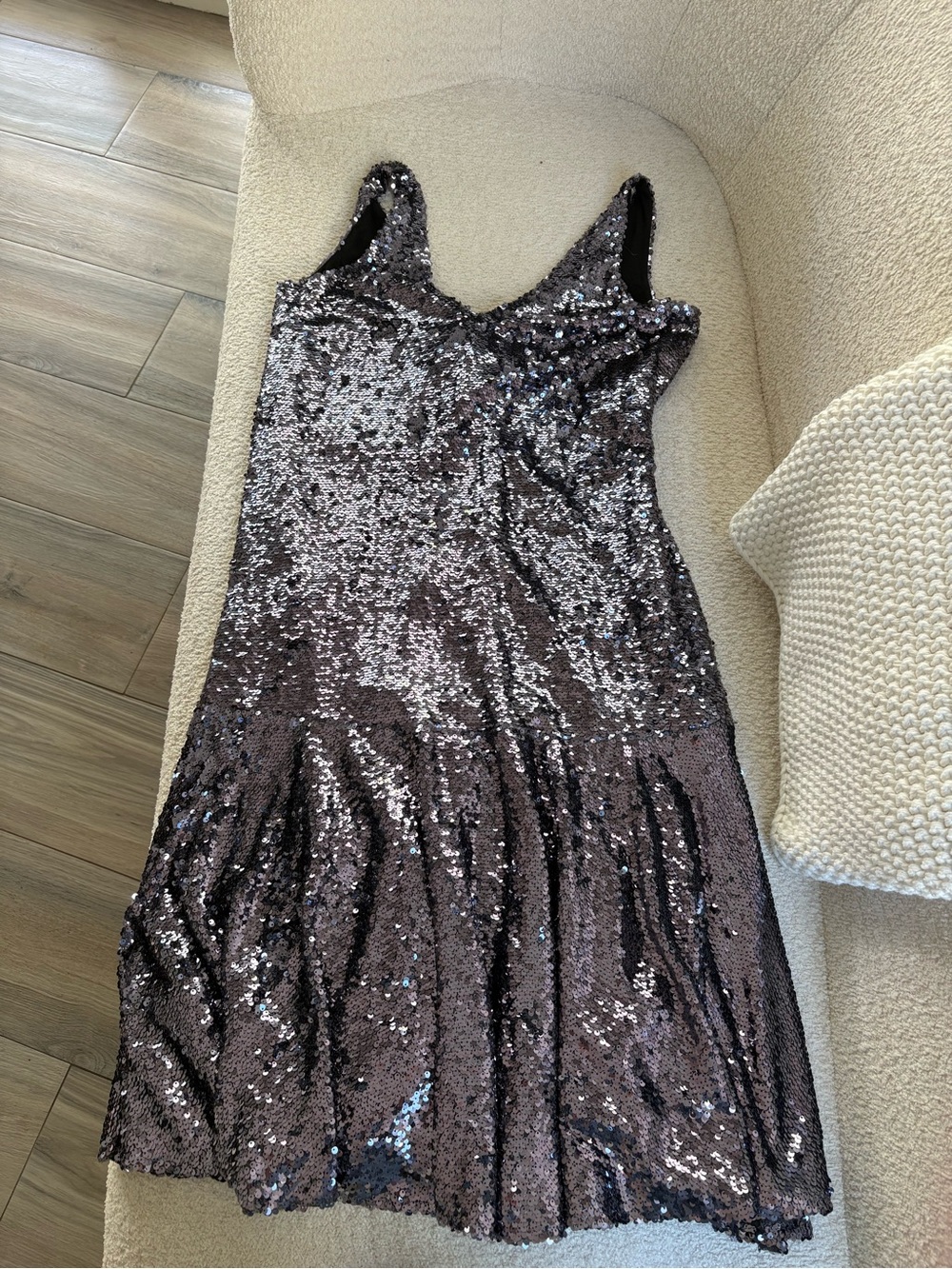 Sunday in Brooklyn Gunmetal Sequin Midi Dress